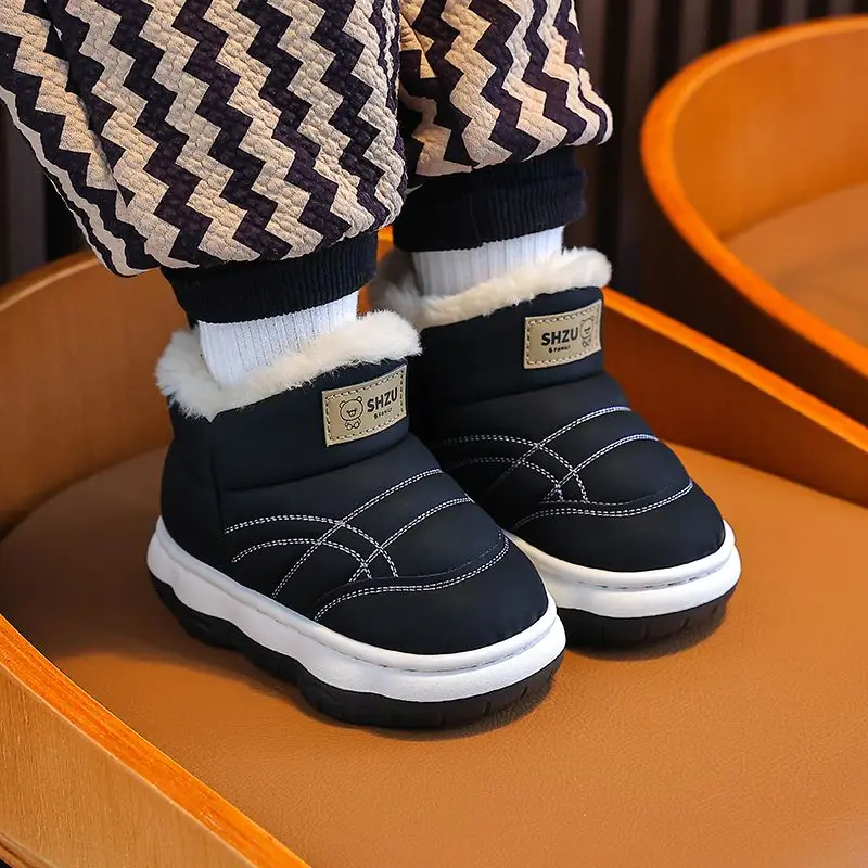 

Kids Winter Snow Boots Boys Girls Thick Warm Plush Lined Non Slip Sole Cotton Shoes for Toddler Child Indoor Outdoor Footwear