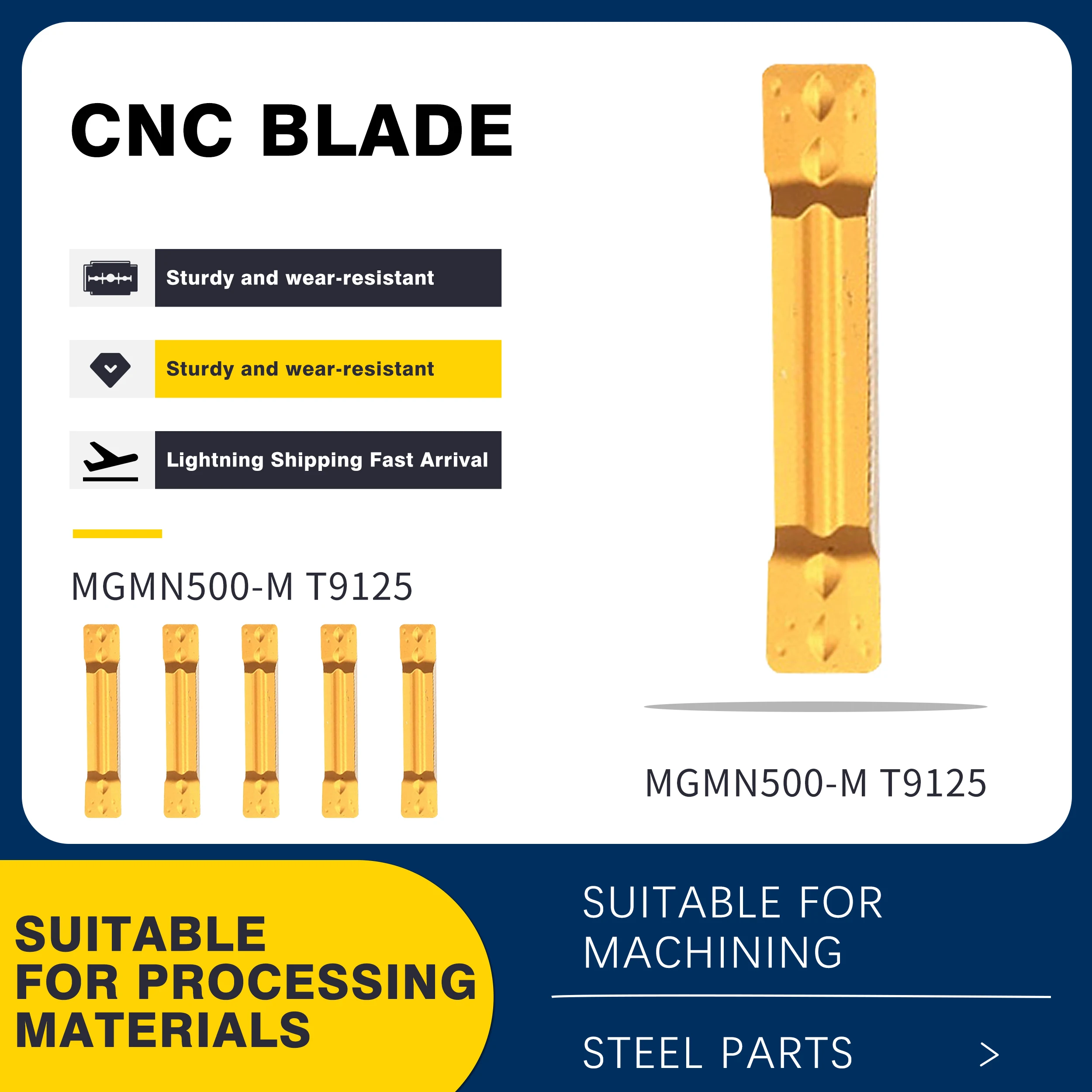 MGMN200-G MGMN250-G T9125 MGMN300 MGMN400-M MGMN500-M T9125 CNC Lathe Tools Grooving Blade High Quality Carbide Slotting Inserts