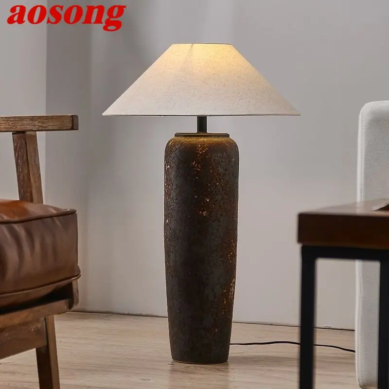 AOSONG Modern Floor Lamp Japan Style LED Creative Zen Devise Ceramic Table Light for Home Living Room Bedroom Decor