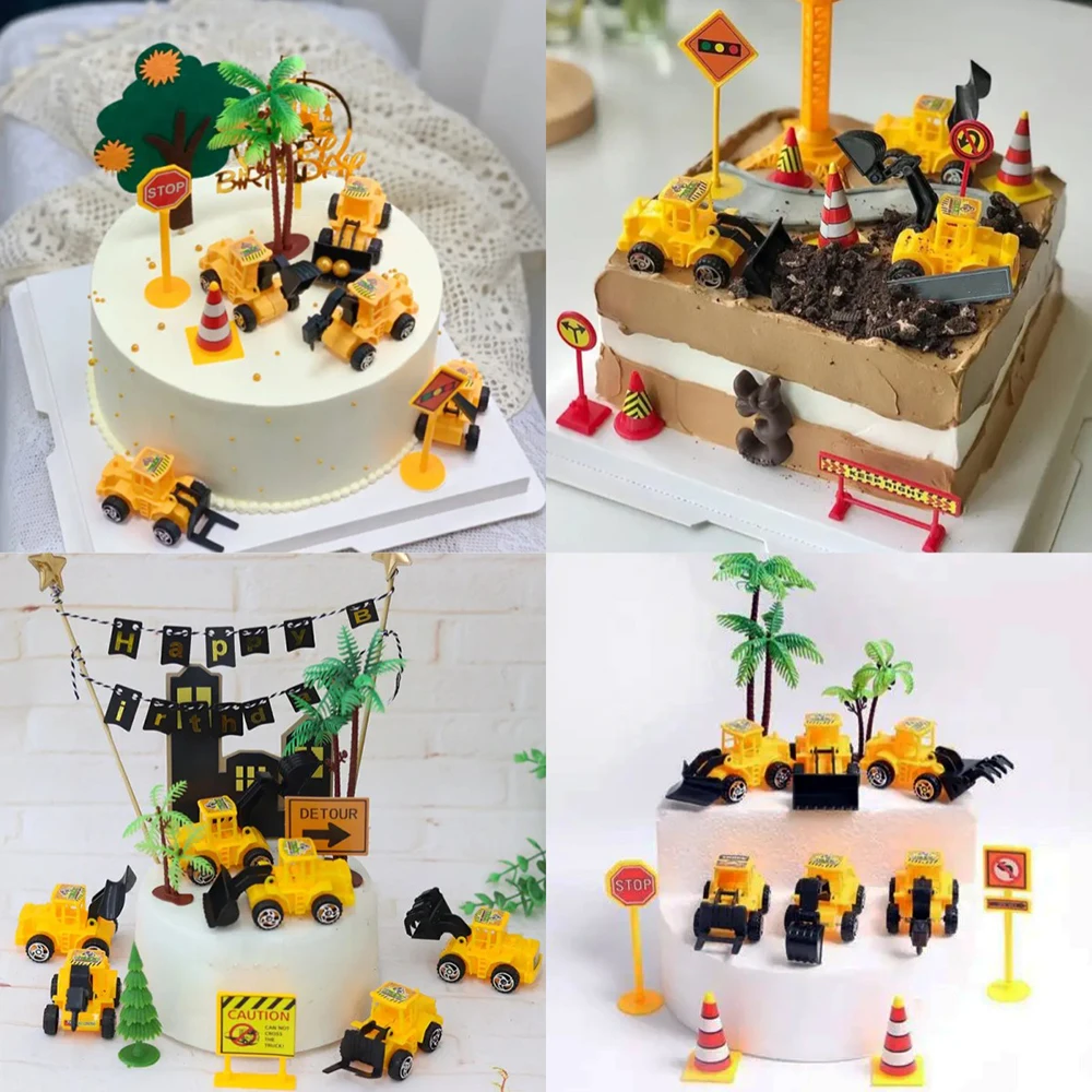 Kuchendeckel, Bagger, Autokran, Geburtstagsparty, Traktor, Bau, Kuchendekoration, Zubehör, Jungen, Geburtstag, Babyparty, Kuchen – Detail 5