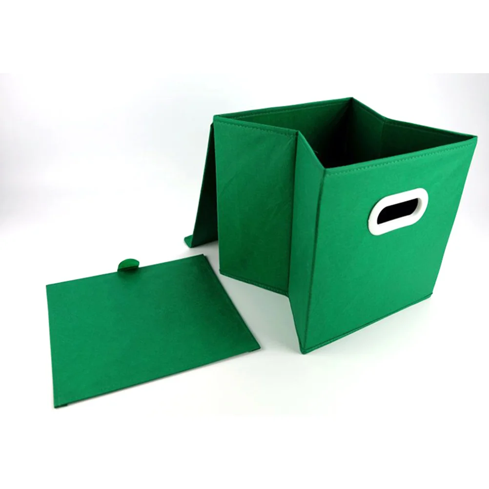 

Cloth Storage Bin Green Non-Woven Fabric Folding Basket Plastic Handle for Laundry Books Clothing Socks Daily Storage Organizer