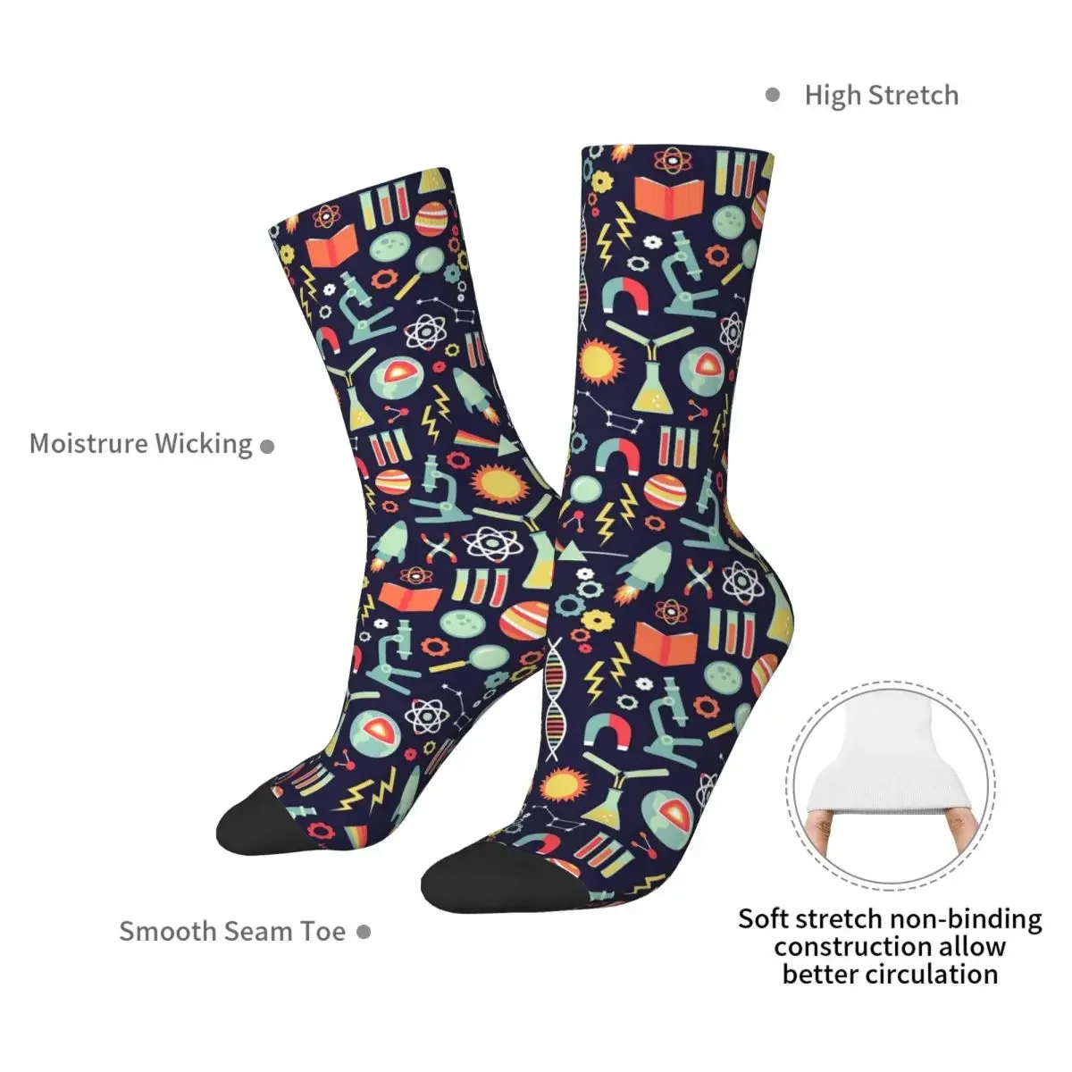 Science Studies Socks Harajuku Super Soft Stockings All Season Long Socks Accessories for Man's Woman's Birthday Present