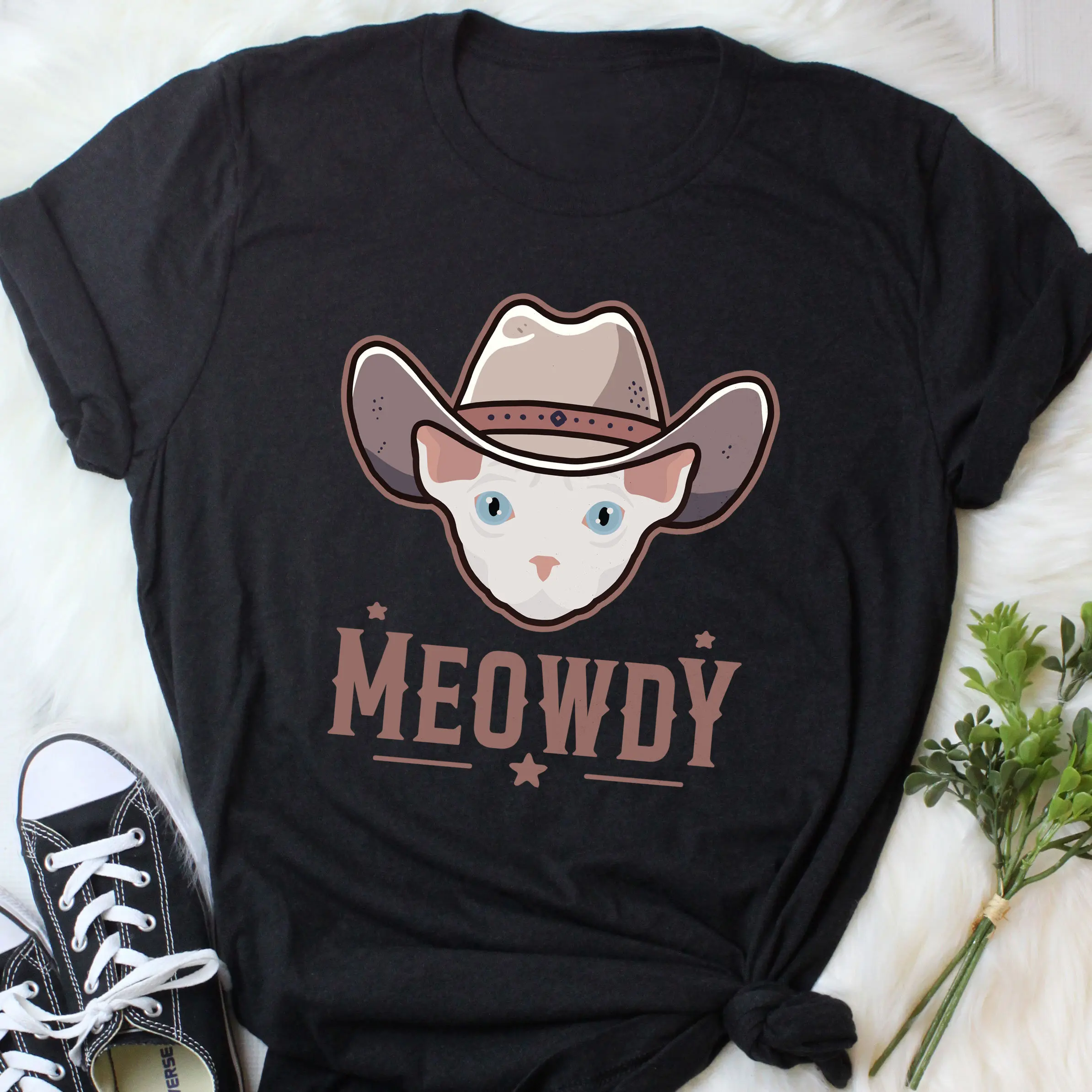 Sphynx Cat Meowdy T Shirt Funny Cowboy Lover Cute Howdy Pet Mom Dad Western Texas Yeehaw Meme