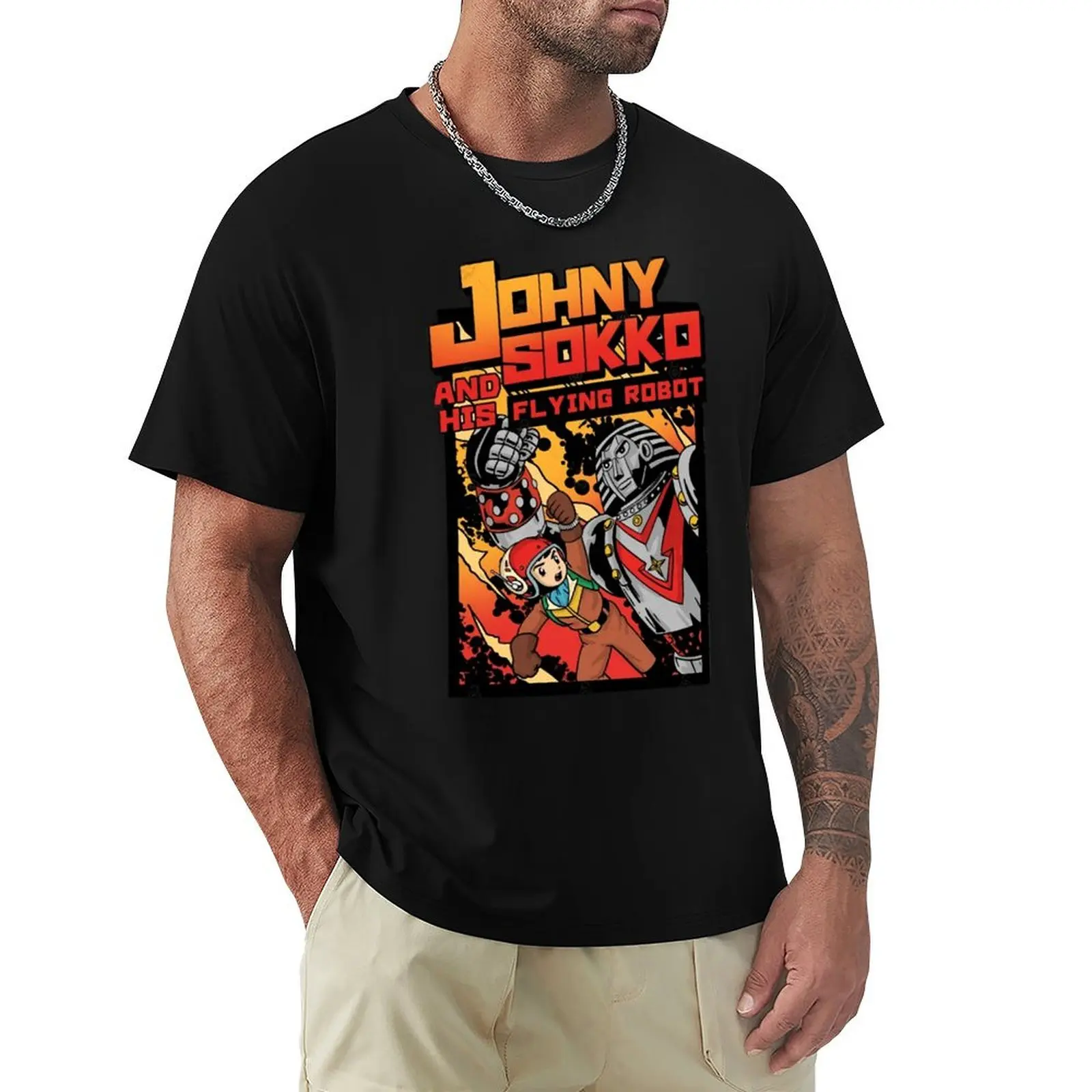 

johny sokko and his flying robot T-Shirt Simple Solid Color Crew Neck Tee