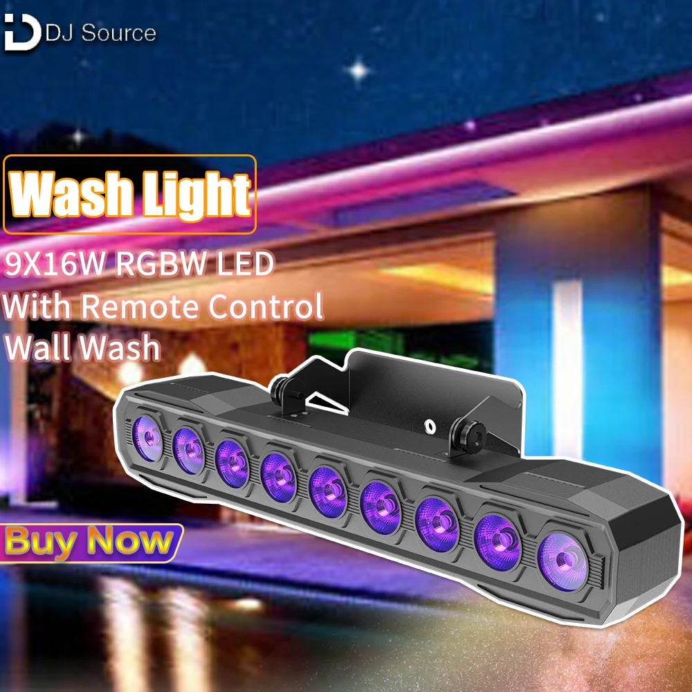 9X16W LED RGBW 4IN1 Wash Light Beam Wall Wash Strobe Bar Lights With Remote Control Stage Lamp DMX For DJ Disco Wedding Show