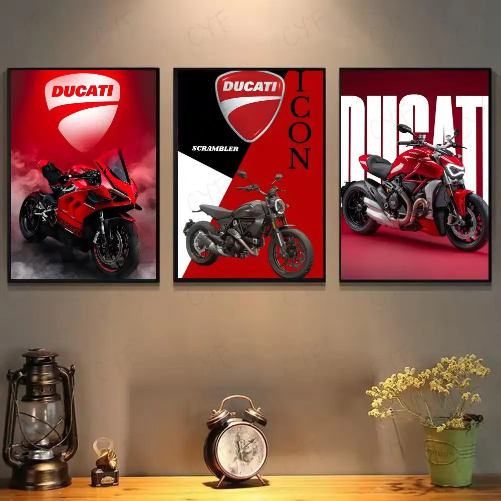 COOL DUCATI Motorcycle Poster Modern Waterproof HD Wall Art Decal Self-Adhesive Aesthetic Decor For Home Living Room