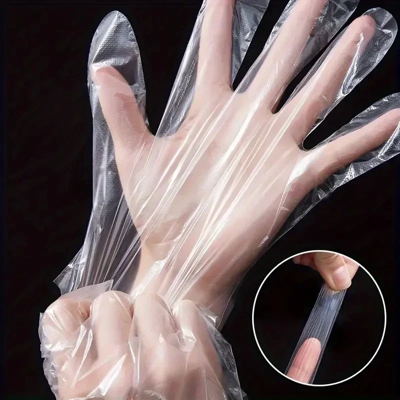 500/100PCS Transparent Gloves Wholesale Plastic Waterproof Gloves for Kitchen Restaurant Fried Chicken BBQ Disposable Supplies