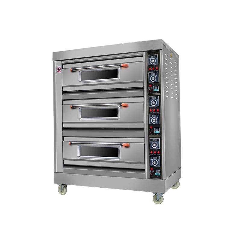 Commercial Gas Oven Baking Machine 3 Layer 6 Trays Electric Pizza Chicken Bakery 380V