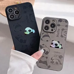 Luxury Cortex Cute Laser Panda Phone Case For iPhone 15 Pro Max 14 13 12 11 Pro Max 15 Plus X Xs XR Max Cases Shockproof Cover