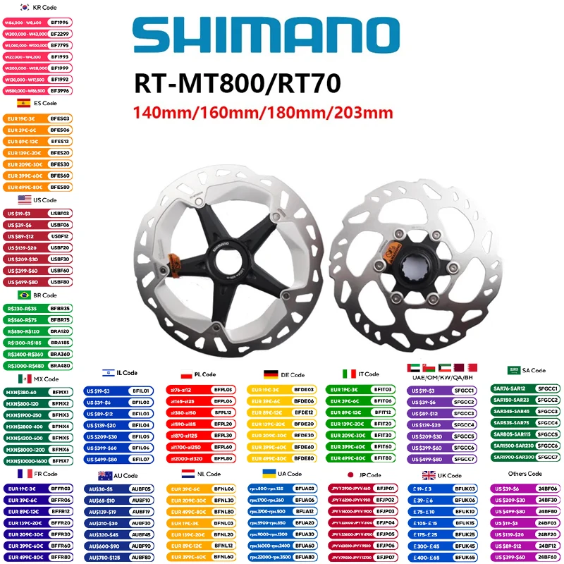 Shimano XT Ultegra MT800 RT70 Hydraulic Disc Brake Rotor Centerlock 140mm160mm 180mm 203mm Ice Technology For MTB And Road Bike