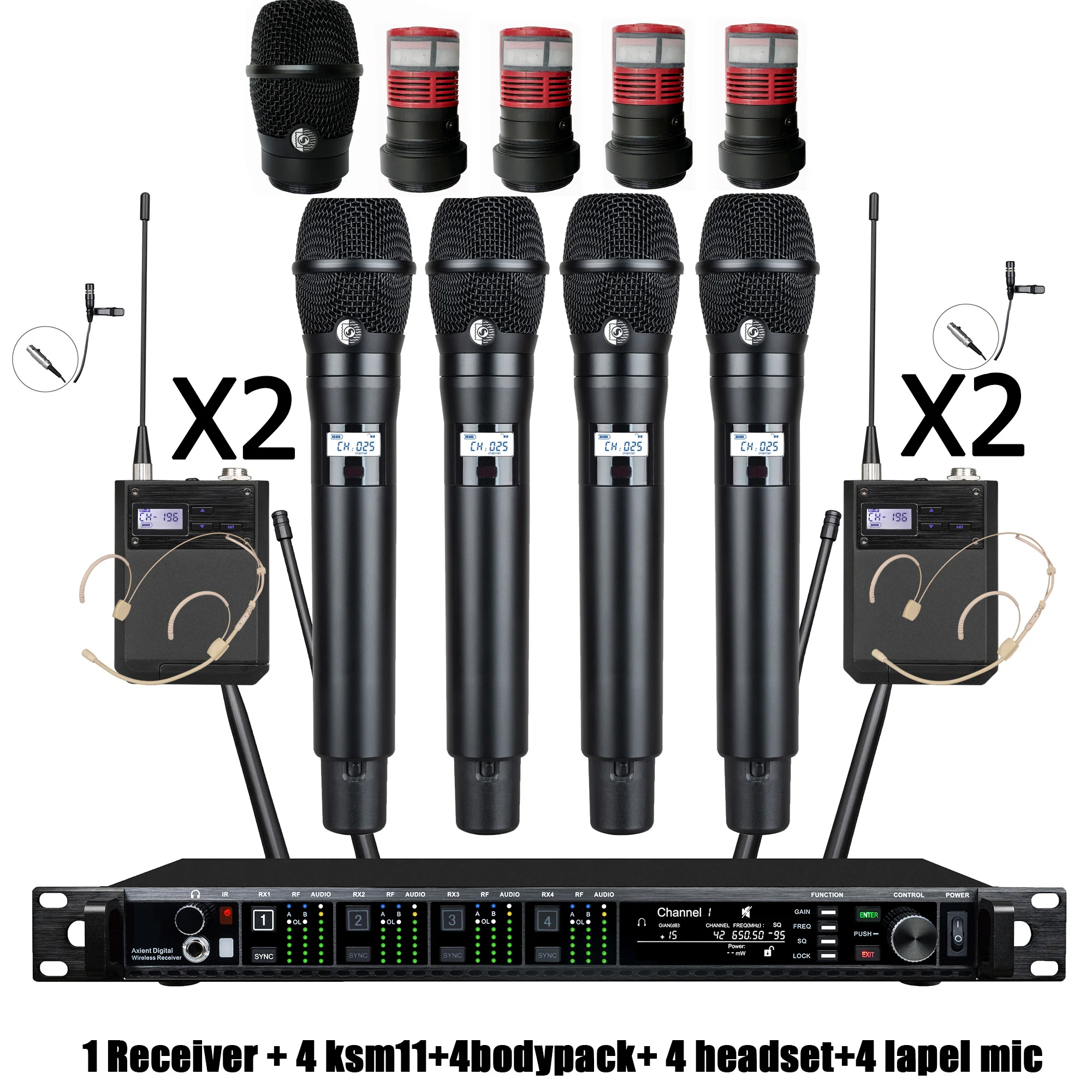 Leicozic 4-kanaals KSM11 KSM8 draadloze microfoon Professioneel radiosysteem Zwanenhalsmicrofoon Headset Lavalier Microfono Stage AD4Q