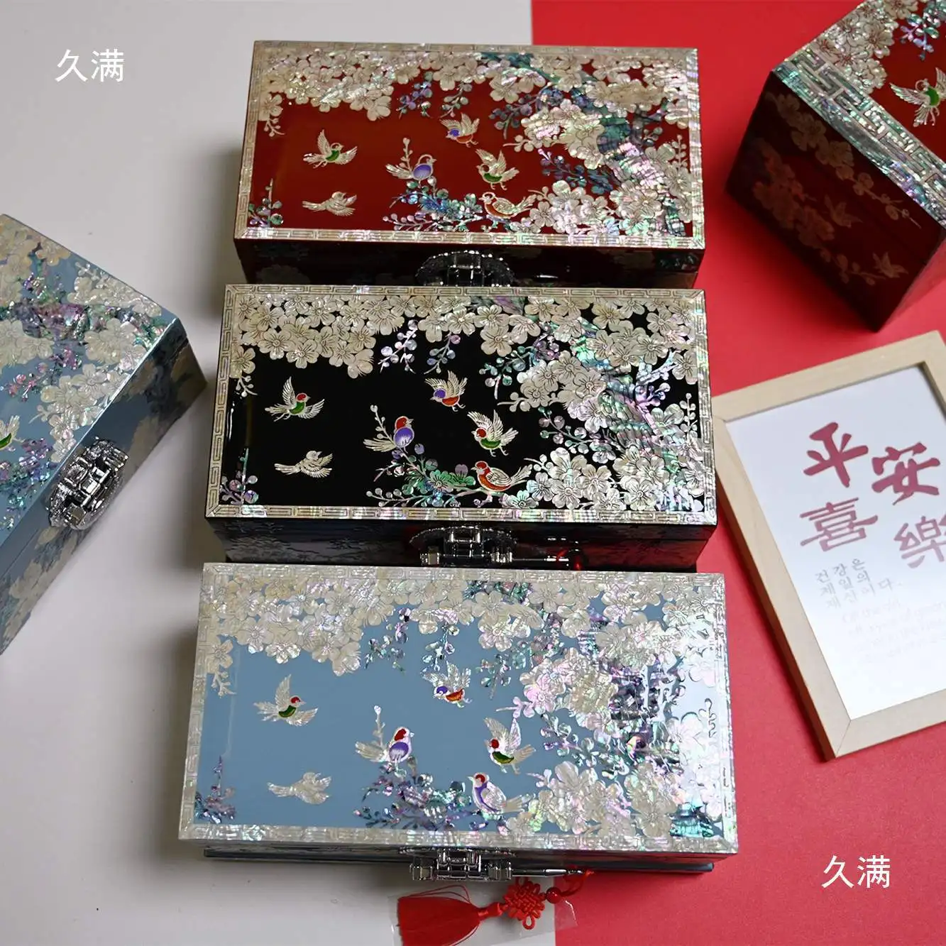 Luodian lacquer jewelry box storage box birthday wedding gift Pingyao lacquer Chinese retro shell