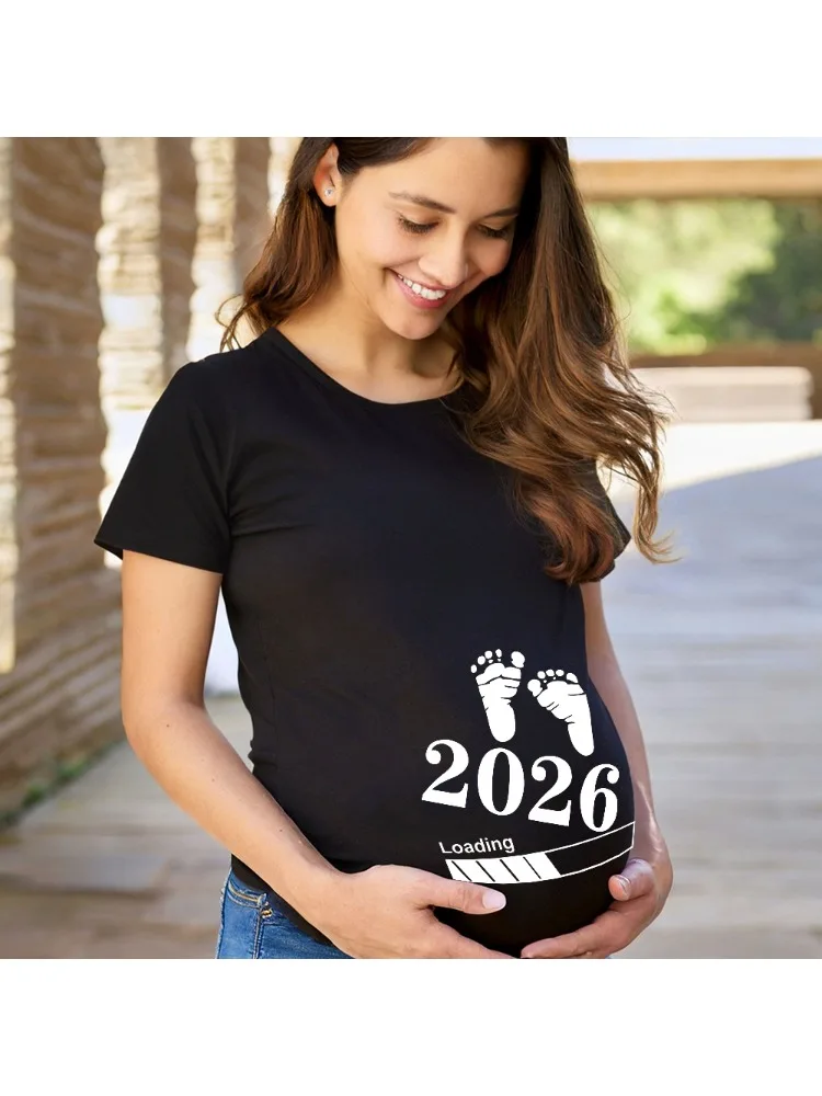 Bébé chargement 2026 imprimé chemises enceintes maternité à manches courtes T-shirt annonce de grossesse tenue nouvelle maman hauts vêtements t-shirts
