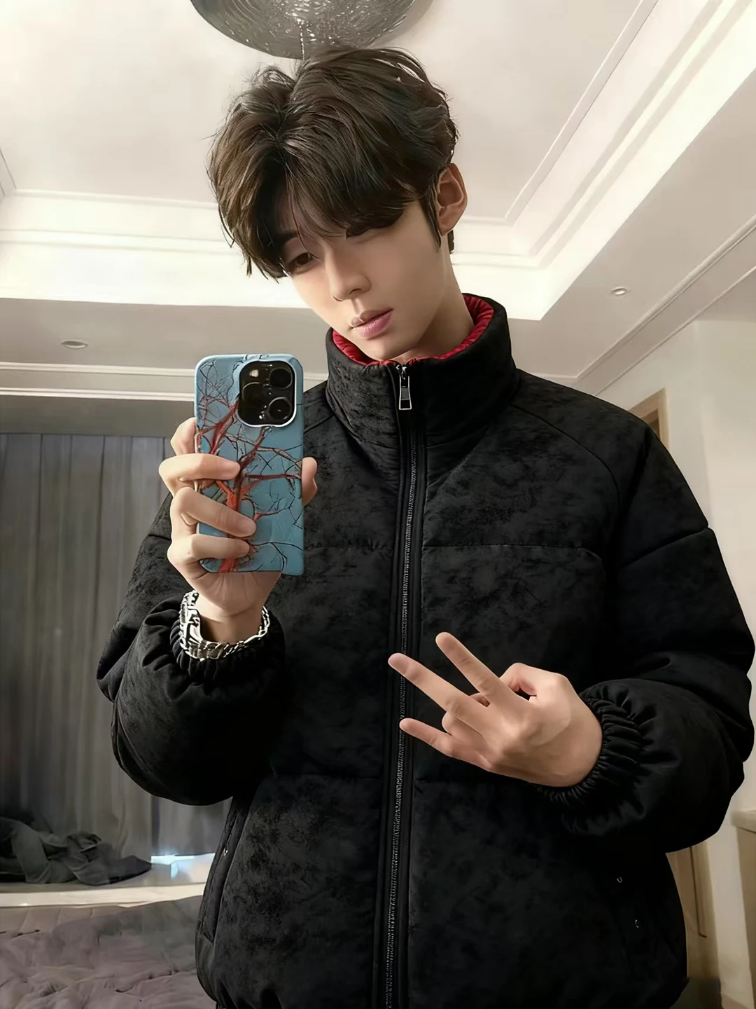 

Мужская теплая зимняя куртка из искусственной кожи с воротником-стойкой и хлопковой подкладкой, повседневный стиль Cleanfit