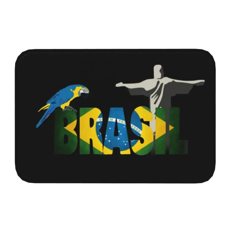 Custom Flag Of Brazil Doormat Non-Slip Entrance Kitchen Bath Floor Door Mats Garage Rug Carpet Footpad