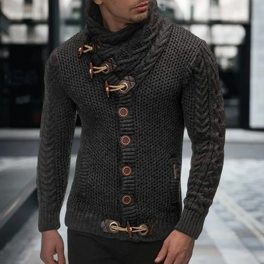 Popular Knitted Sweater  Horn Buttons Super Soft Men Sweater  Slim Fit Knitting Sweater