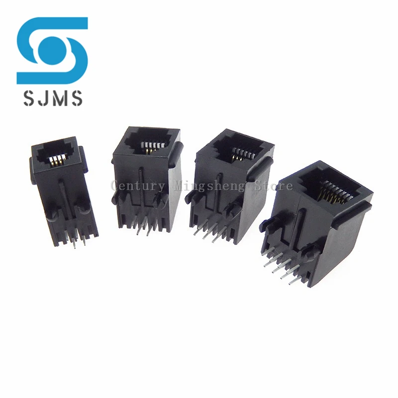 5PCS 5722 57 - 4P4C 6P6C 6P4C 8P8C RJ11  RJ12 Telephone socket Curve Pin Female hole phone connector 4pin 6pin 8pin PCB