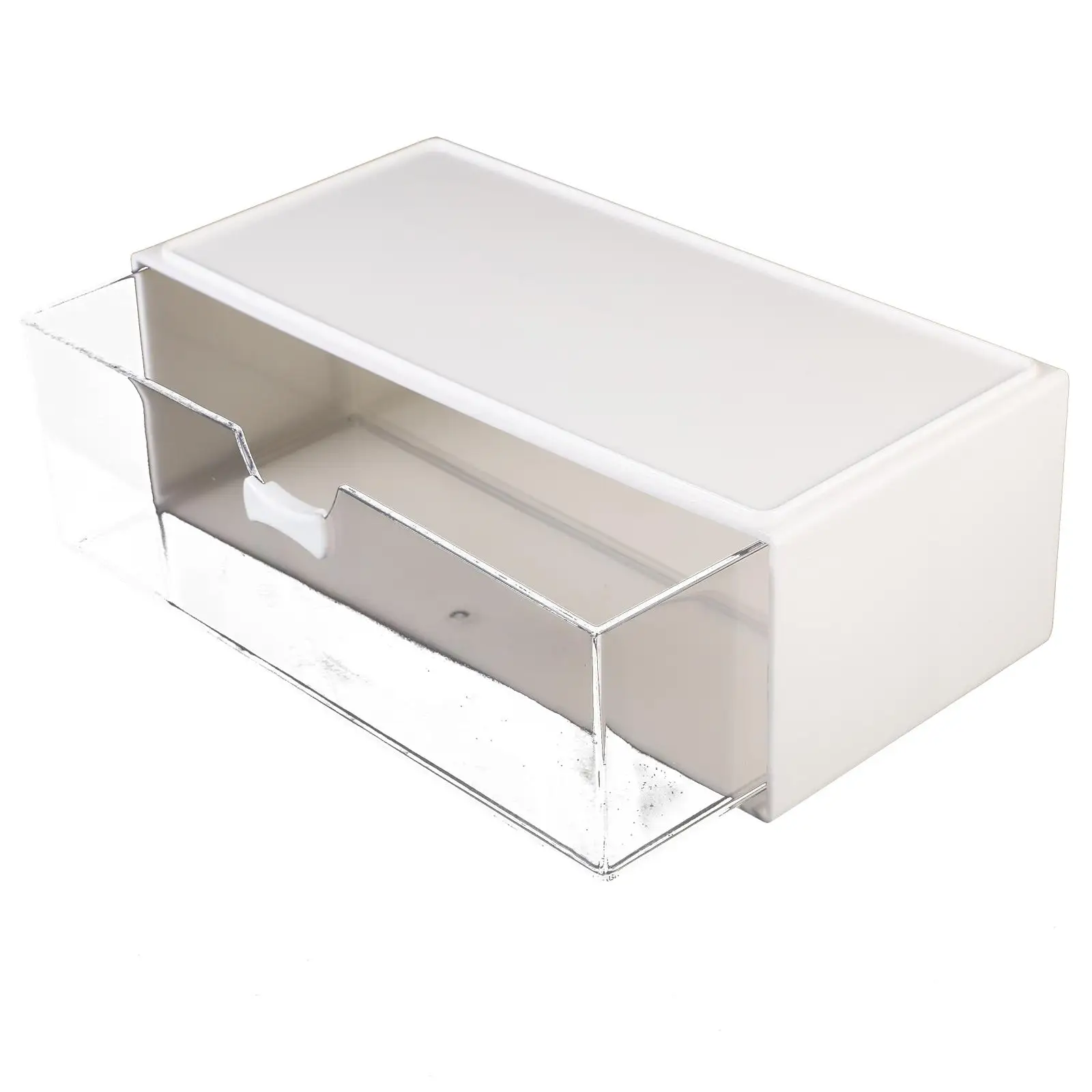 

Transparent Drawer Box White Single Tier Desk Organizer Space Saving Plastic Desk Organizer Plastic Stationery Case