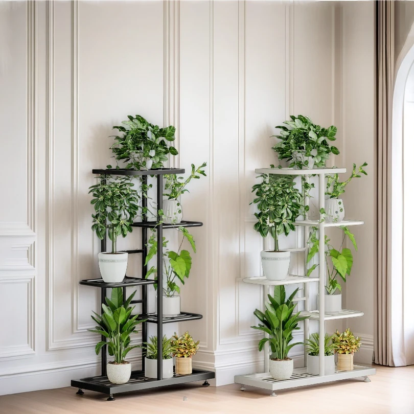 Plant Shelves Iron Potted Flower Plant Stand Rack Multiple Flower Pot Holder Shelf Indoor Outdoor Planter Display Organizer