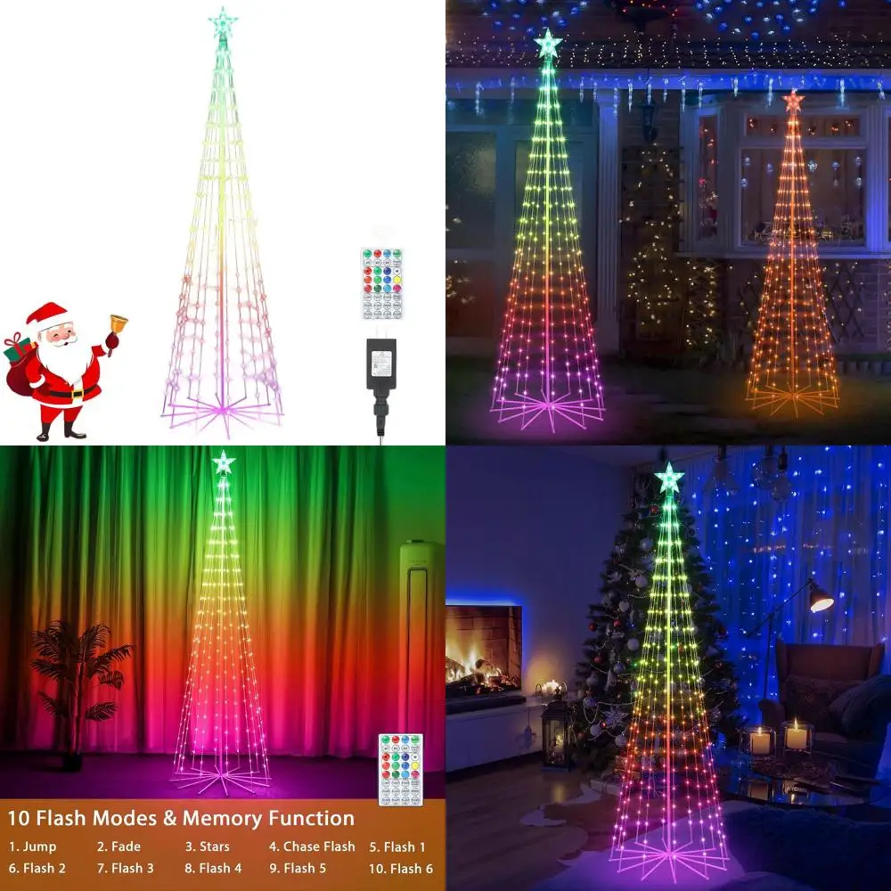 

16-Color 202-LED 7.5FT Animated Outdoor/Indoor Christmas Tree Lights, Decorative Cone Xmas Yard Decoration