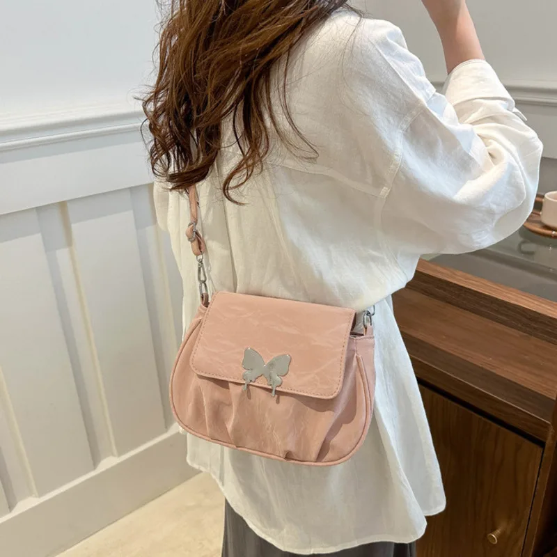 2024 Solid Color New Simple And Fashionable Pleated Skirt Casual Western Style Large Capacity Shoulder Bag, Women's Shoulder Bag