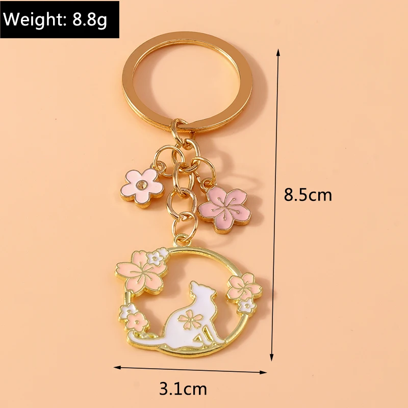 Niedliche Emaille Elefant Katze Schlüssel bund Frauen Mädchen Tier Schlüssel ring Anhänger für Auto Schlüssel halter Handtasche Charms DIY Schmuck Geschenk – Detail 9