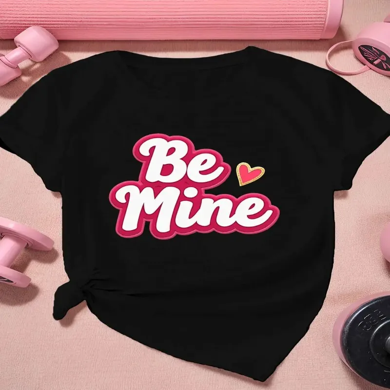 

Женская спортивная футболка больших размеров Be Mine, повседневная дышащая футболка из полиэстера с короткими рукавами и круглым вырезом