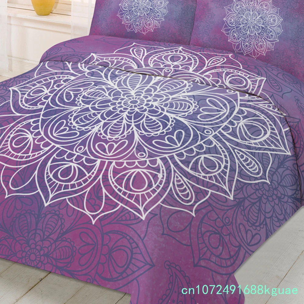 Purple Watercolor Mandala Duvet Cover Bed Bedding Set Home Textile Quilt Cover Pillowcases Bedroom Double Bedding Set No Sheet 4