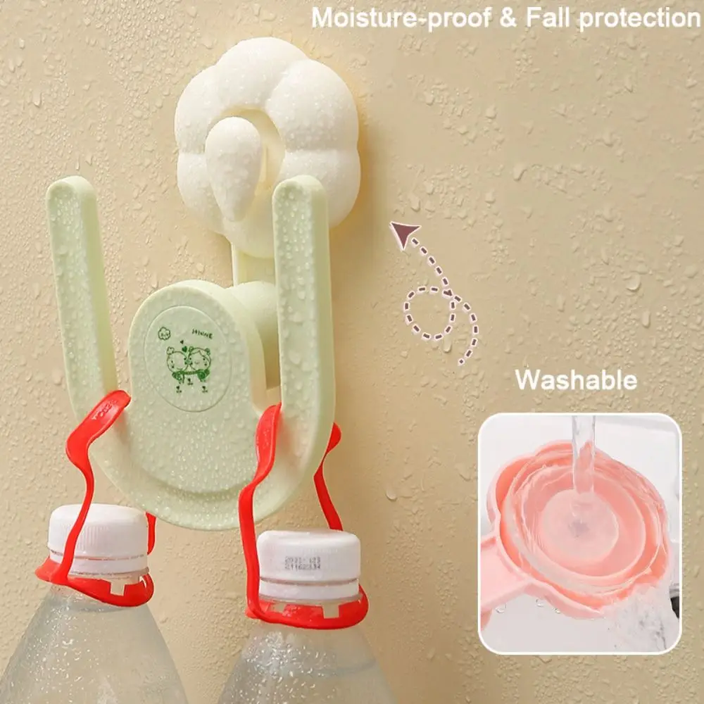 

2Pcs Wall Mounted Bathroom Storage Hook No Punching Strong Bearing Capacity Suction Cup Slipper Hook Space-saving Drainable