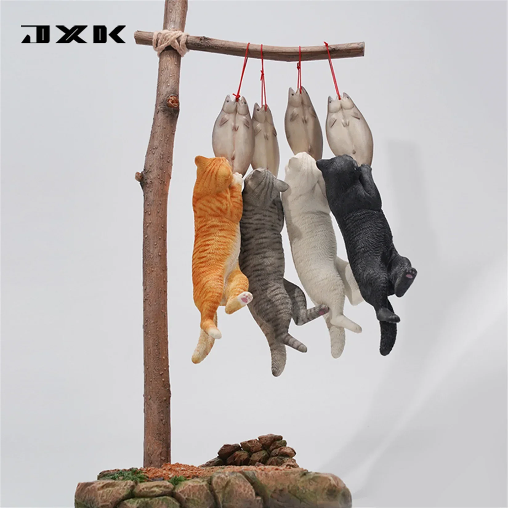 

JXK 1/6 Cats That Eat Fish 2.0 Model Cute Animal Figure Scene Desk Decoration Soldier Accessory Adult Birthday Gift Adults Toy