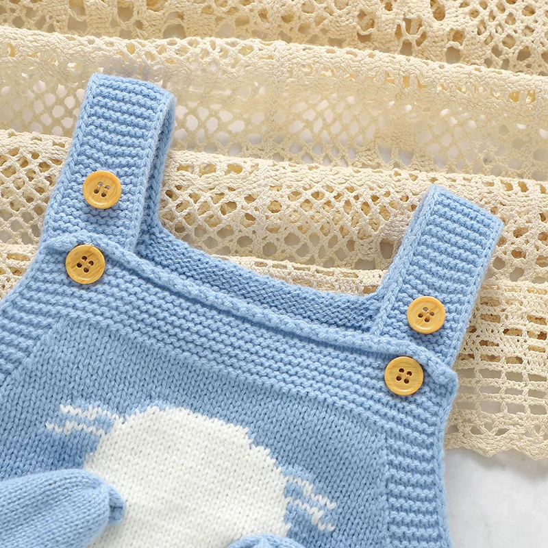 Baby Bodysuits Knitted Infant Girls Boy Sling Jumpsuit Sleeveless Newborn Kid Clothing Cute Cartoon Bunny 0-18M Overalls Fashion