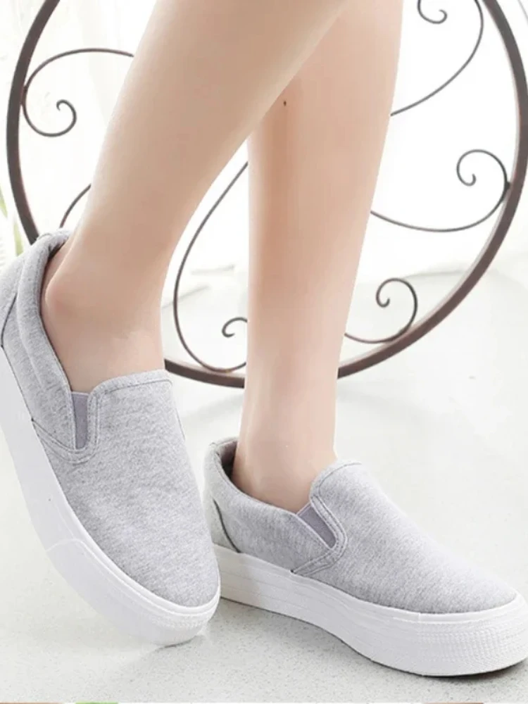 Fujin 2024 Platform Shoes Flats White Slip On Casual Shoes Slipony Canvas Women Sneakers Shoes Breathable Comfy Summer Sneakers