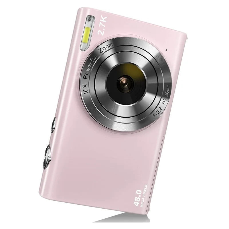 

Digital Camera with Auto Focus, 2.7K 48MP Vlogging Camera with 2.8 Inch Large Screen Stylish Camera for Teens-Pink