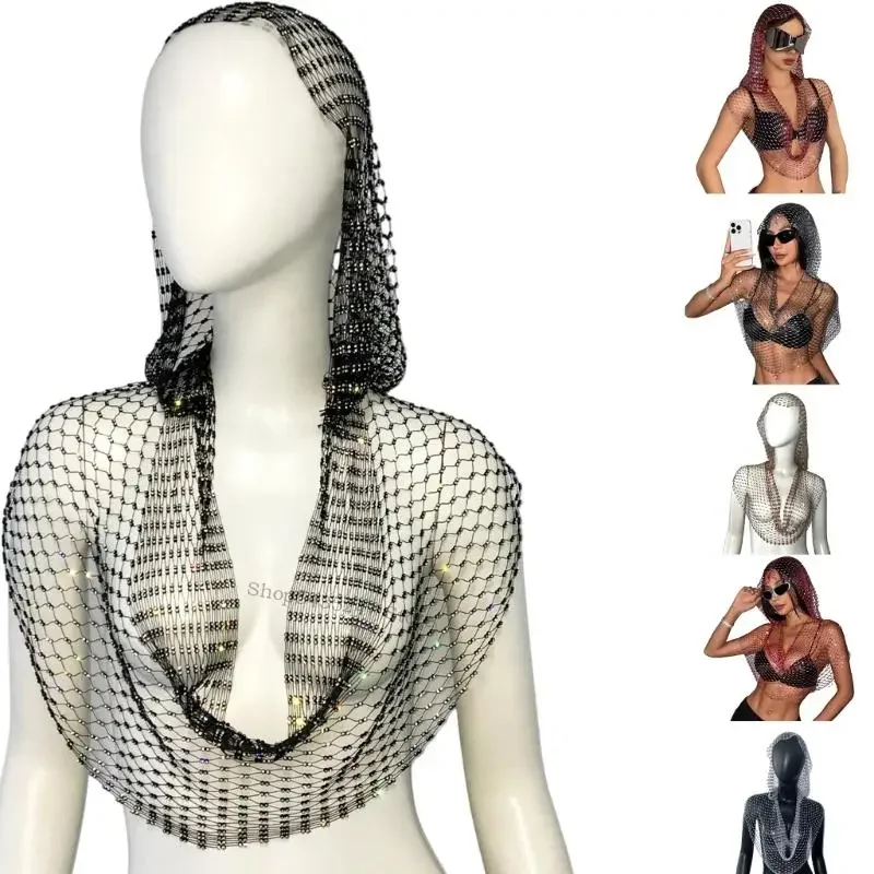 

Stylish HipHop Rhinestones Tops for Women Teens 2000s Cool Hoodie Camisole For Festival Parties And Travel