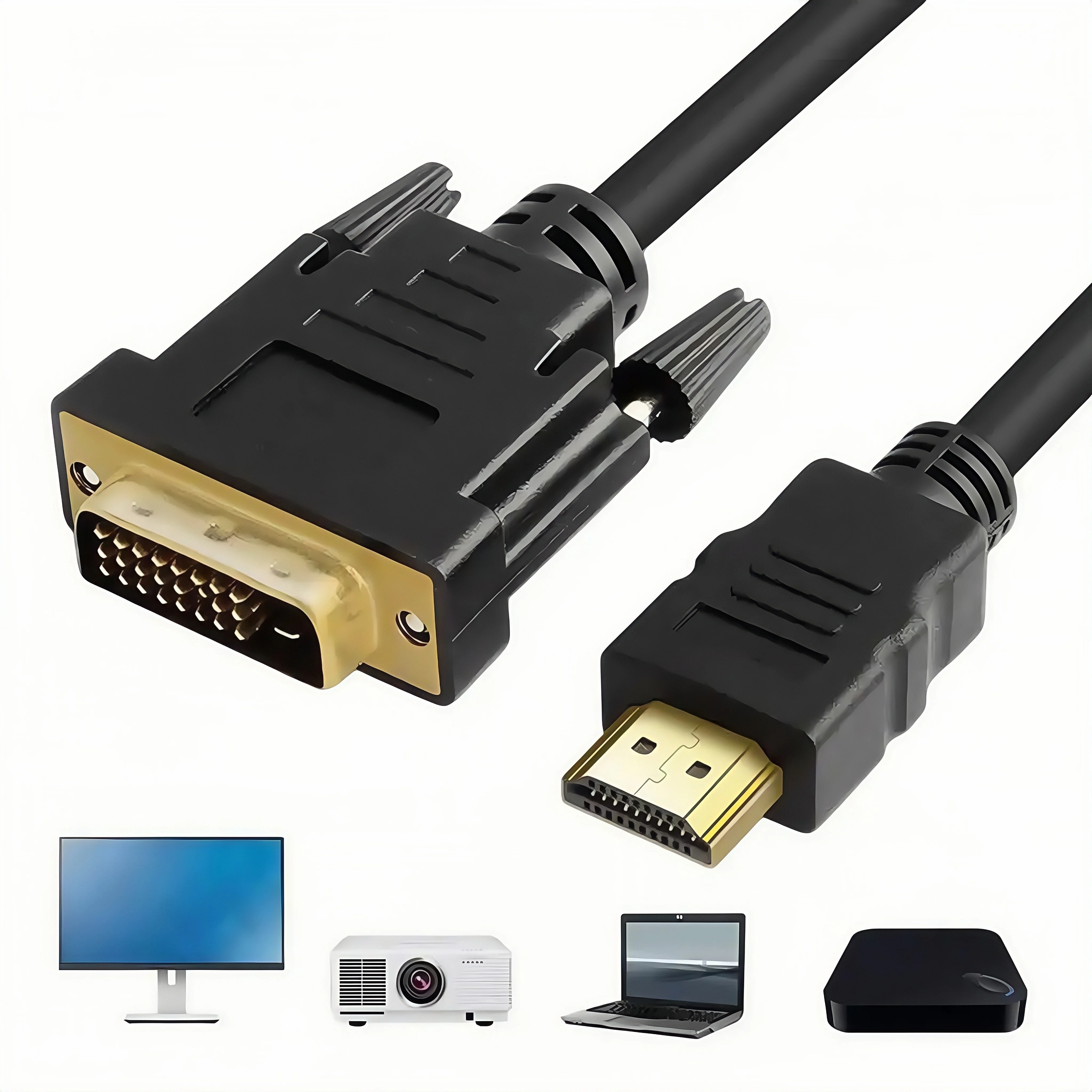Cabo adaptador HDMI para DVI 1M1.5M2M 1080P FHD 1920 × 1080 para PC Laptop TV Monitor Projetor