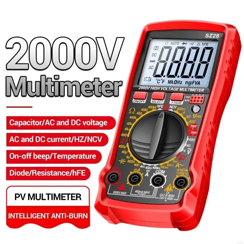 Multímetro digital Herramienta mecánica automotriz 2000V para automoción Uso precisión con luz fondo para Y4QC