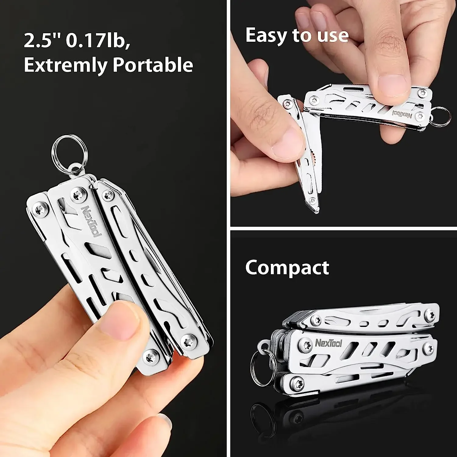 Imagem -02 - Nextool-mini Flagship Multitool 10 em Canivete Edc Keychain Alicate Dobrável Tesoura Abridor de Garrafa