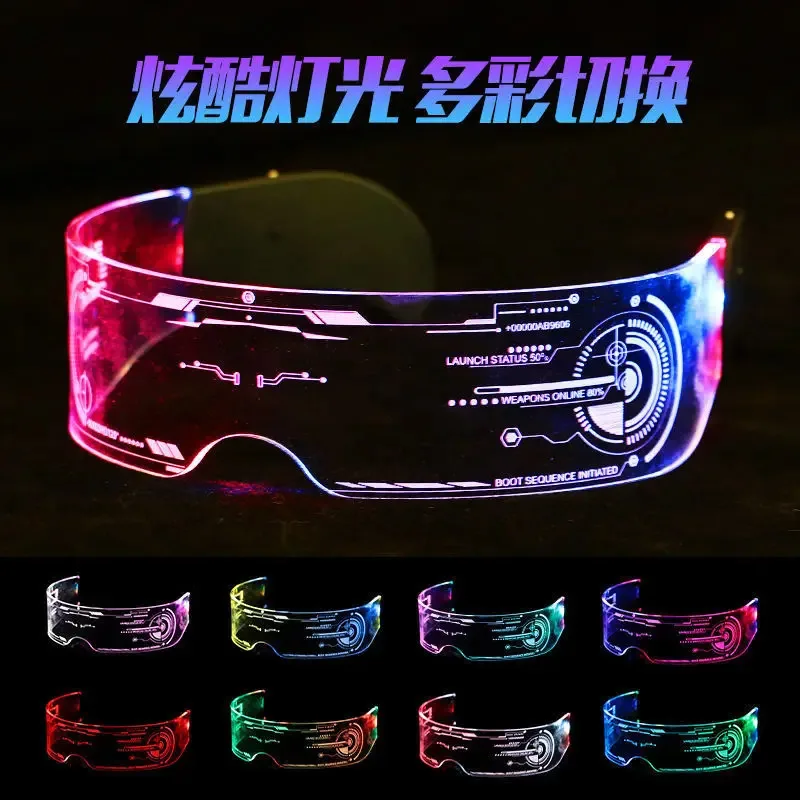 

led science fiction luminous glasses Future technology sense glasses net red photo bungee di Cyberpunk children's goggles