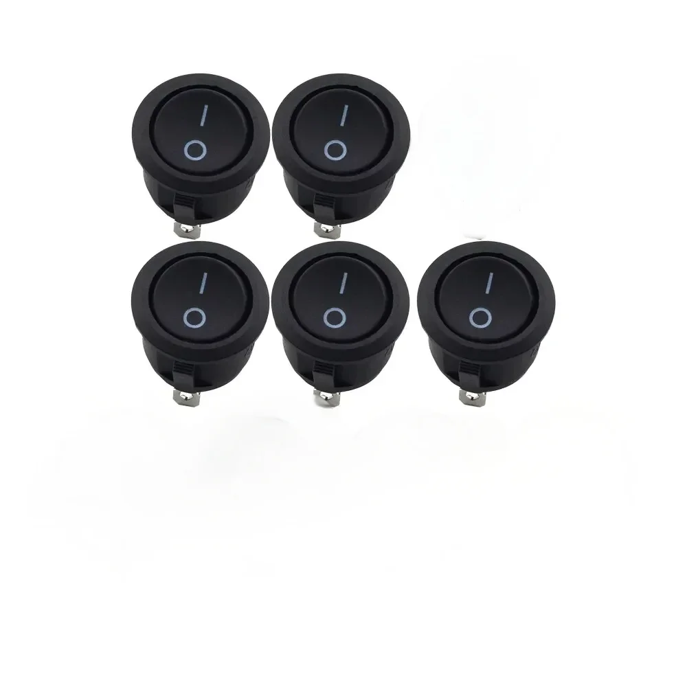 DaierTek 5PCS ON Off Round Rocker Switches SPST 20mm Mini 12 Volt DC Mini Circle Toggle Switch 12V for Car Automotive RV 2 Pin