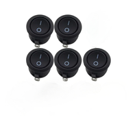 DaierTek 5PCS ON Off Round Rocker Switches SPST 20mm Mini 12 Volt DC Mini Circle Toggle Switch 12V for Car Automotive RV 2 Pin