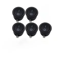 DaierTek 5PCS ON Off Round Rocker Switches SPST 20mm Mini 12 Volt DC Mini Circle Toggle Switch 12V for Car Automotive RV 2 Pin