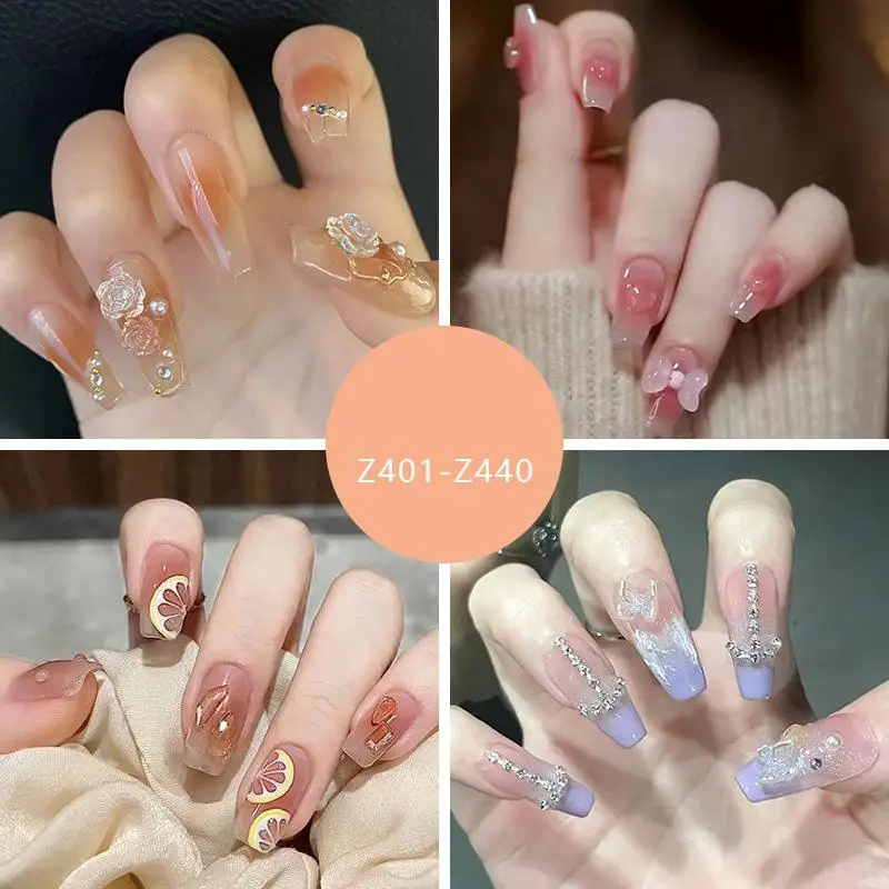 

Diamond Wearing Armor Ice Transparent Flashing Diamond Boxed Fake Nail Finished High-quality Nail Art Piece Sexy Cute Toys Girls