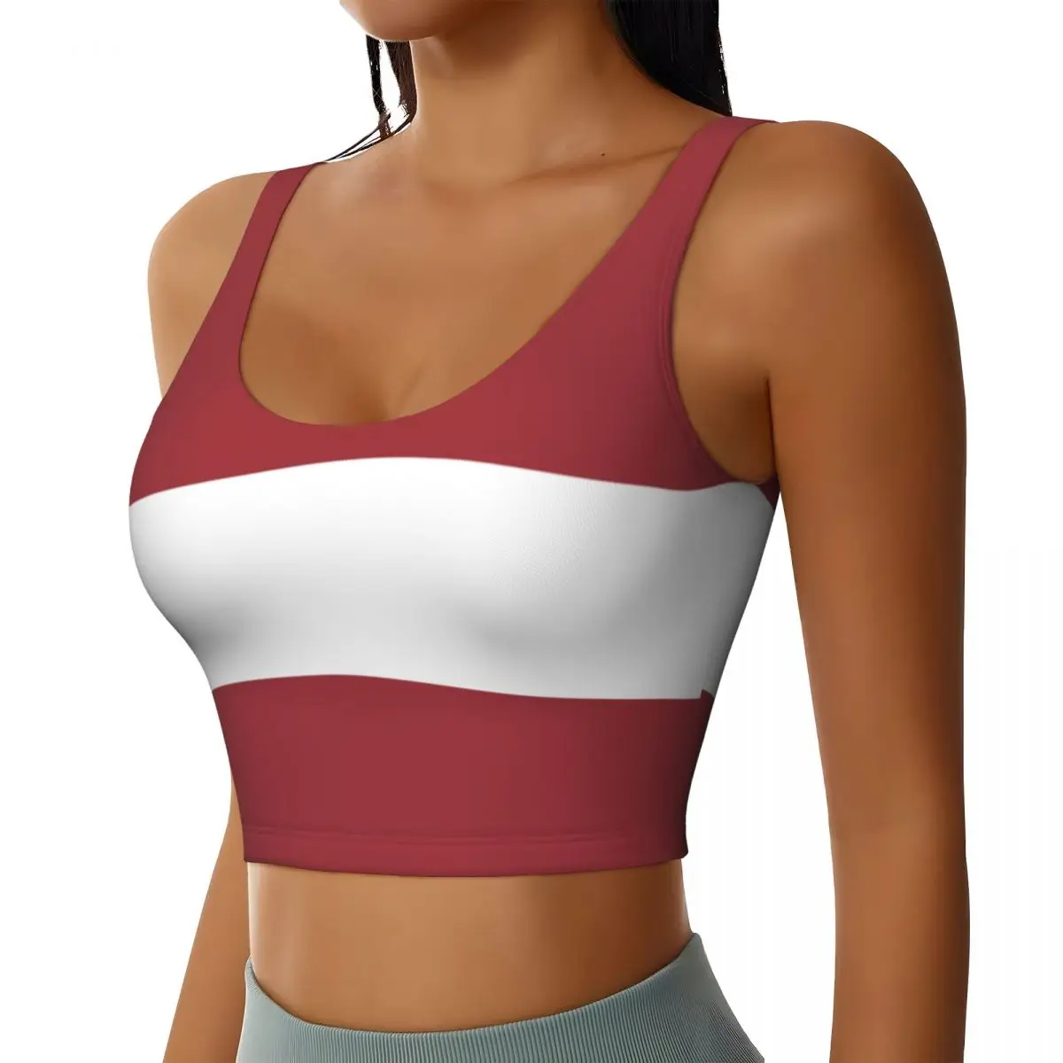 Women Sexy Sports Vest Latvia Flag Female Streetwear Sport Lingerie Tee Crop Top