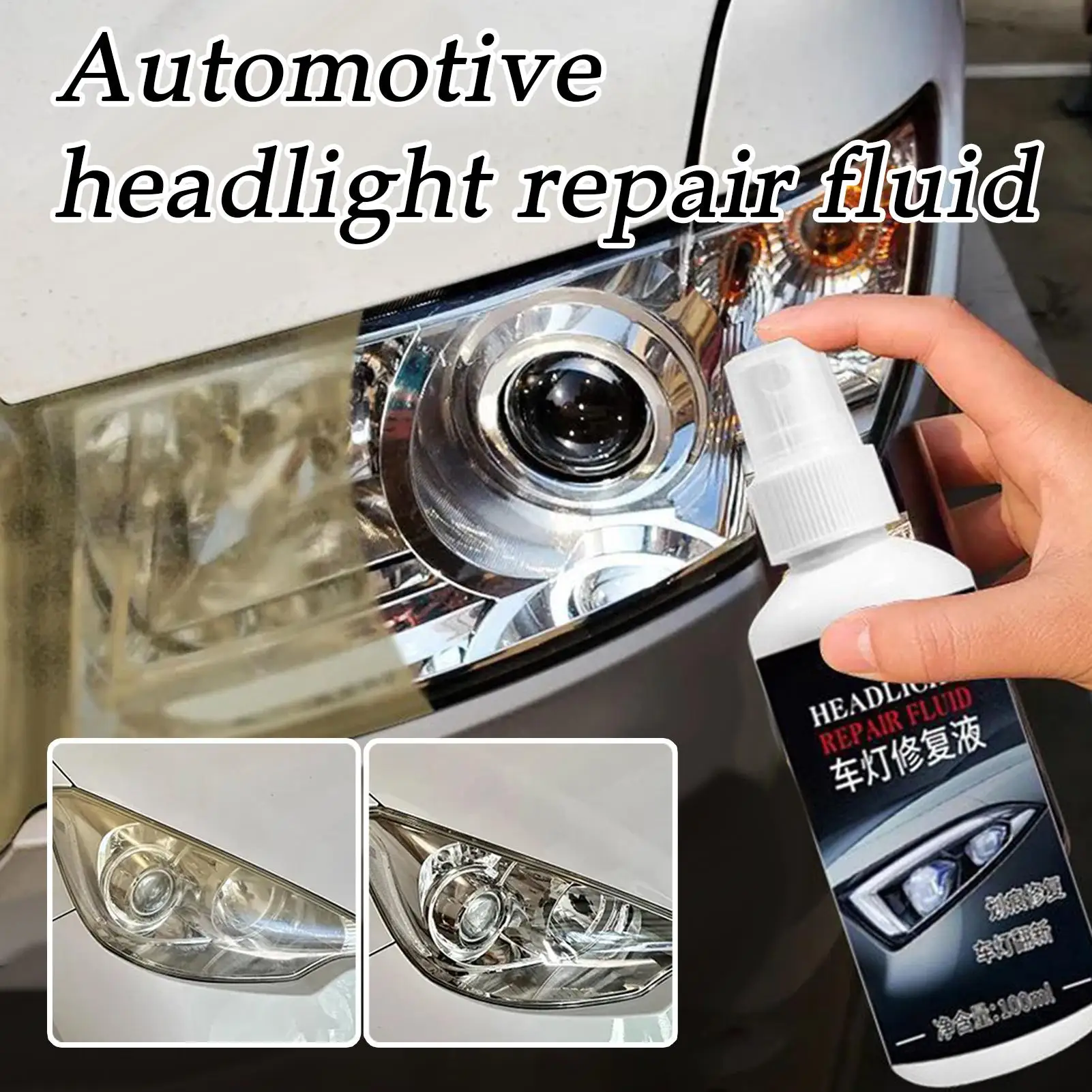 Car Headlight Repair Agent Scratch Remover Fluid Renewal Polished Liquid Accessories Wash Auto Cleaning Care Refurbished Tools