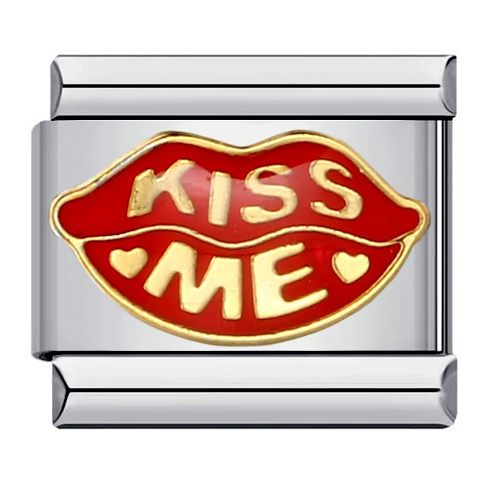 Y2K Sexy Lady Italian Charm Bracelet Stainless Steel Elastic Link Chain Kiss Lipstick High Heels Diy Making Jewelry Accessories