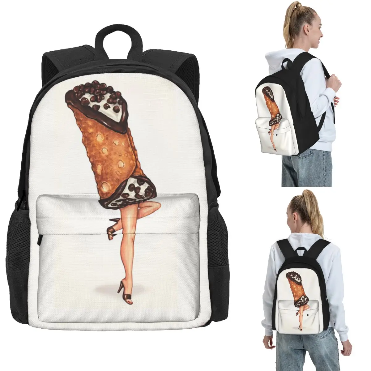 

Cannoli Girl Backpack Hot Sale Daypack Large Capacity Children BookBag School Bag Shoulder Bags for Men Women