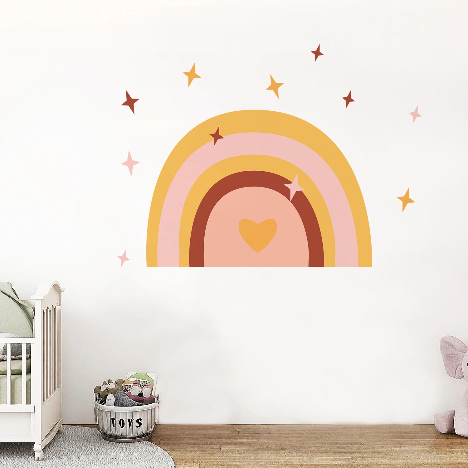 Cartoon Boho Rainbow Wall Sticker Wall Decals Home Decorations Color Mural Sticker Baby Living Bedroom Ornament Home Wallpaper