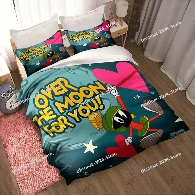 

3D Game Marvin the Martian Cartoon Bedding Set Print Bed Set With Pillowcase Bed Duvet Cover Single Double Queen Super King Size