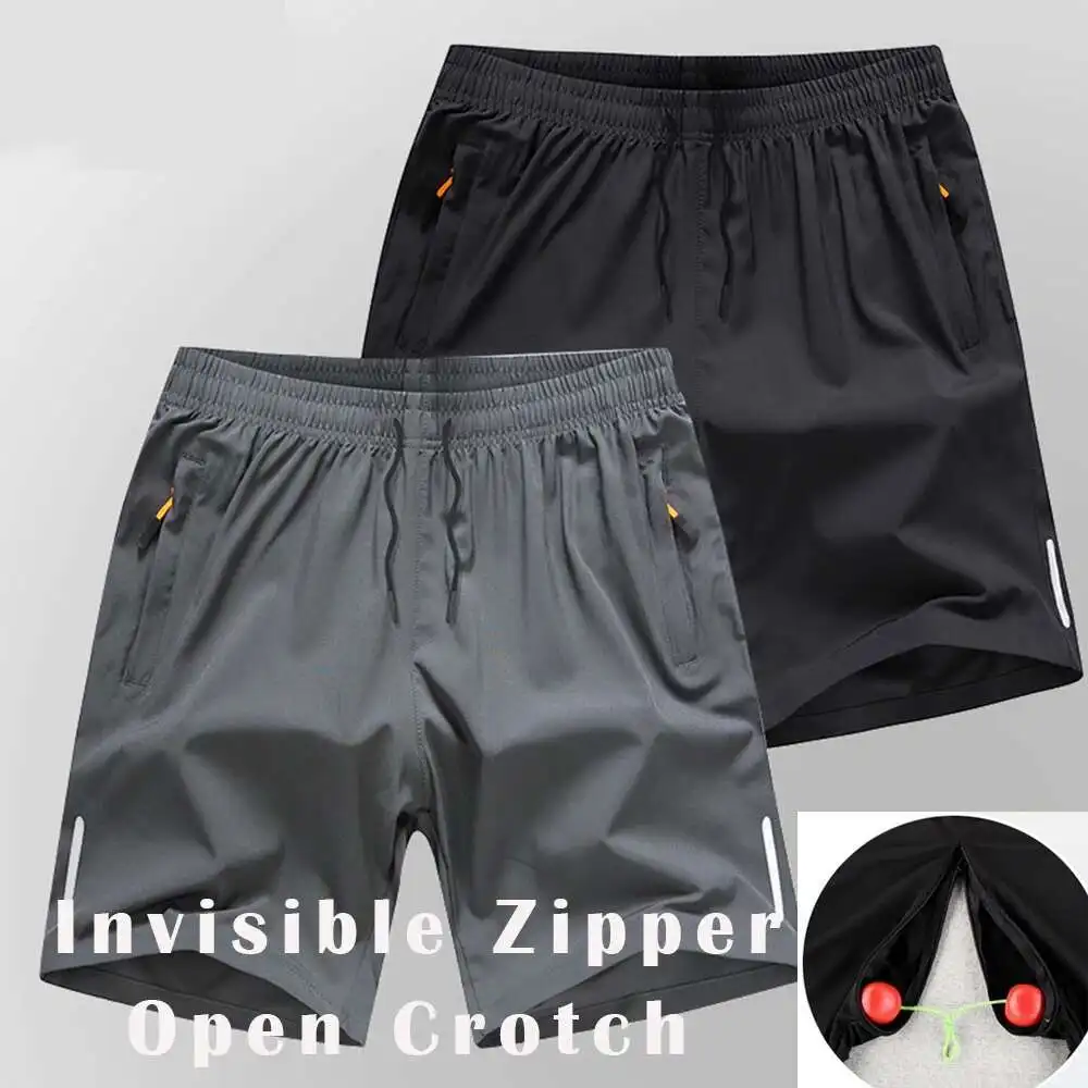 

Летние уличные повседневные шорты с невидимой молнией и открытой промежностью, брюки для мужчин, сексуальные штаны для пар