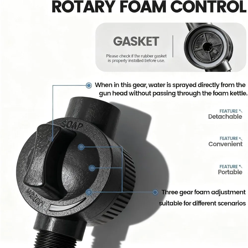 غسالة الضغط العالي واتربليتز، 360 °   فوهة خرطوم دوارة مع 3 أوضاع للرش - مثالية لتنظيف السيارة والفناء والممر (تشمل